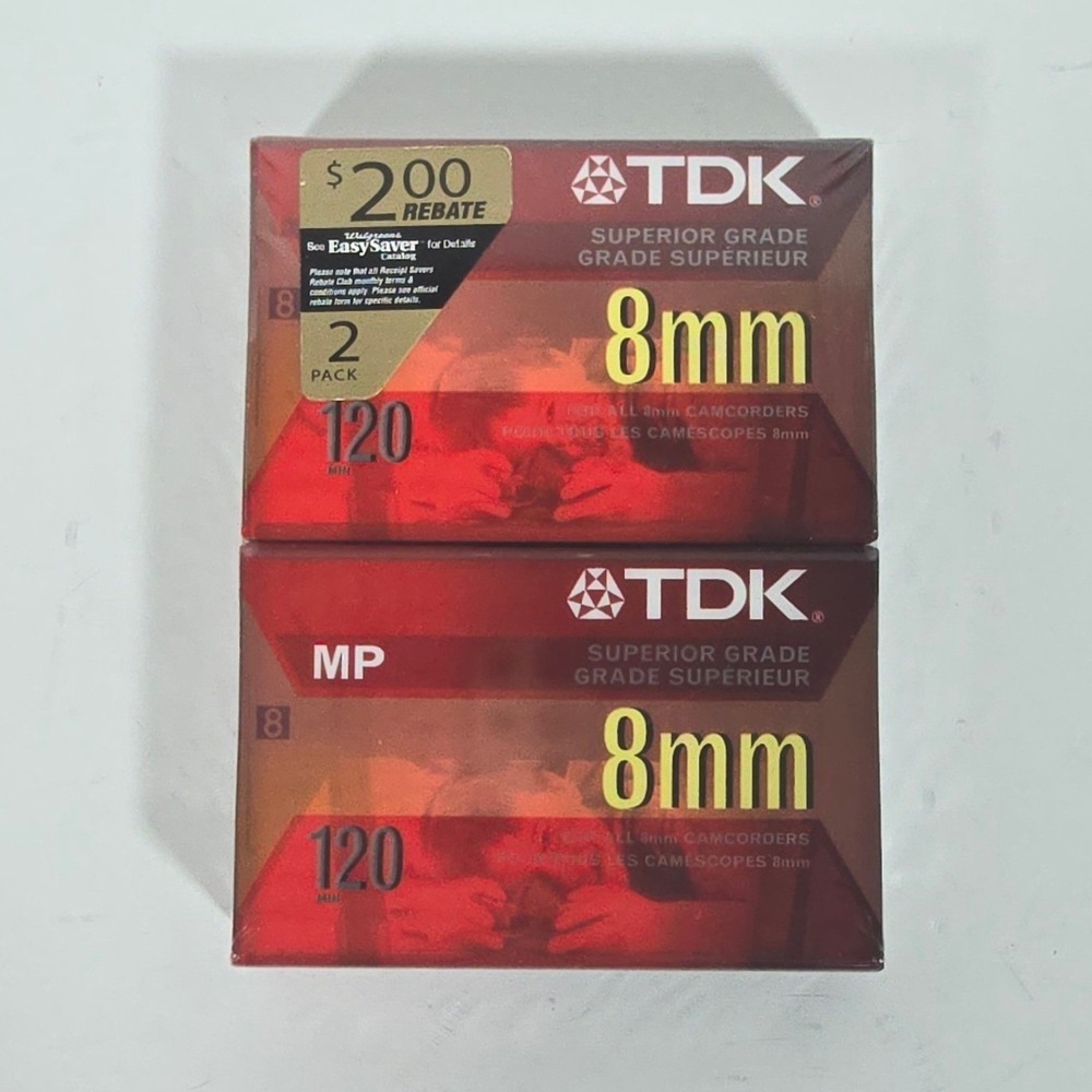 TDK Superior Grade 8mm 120 Minute Video Cassette Tapes P6-120MP 2 Pack